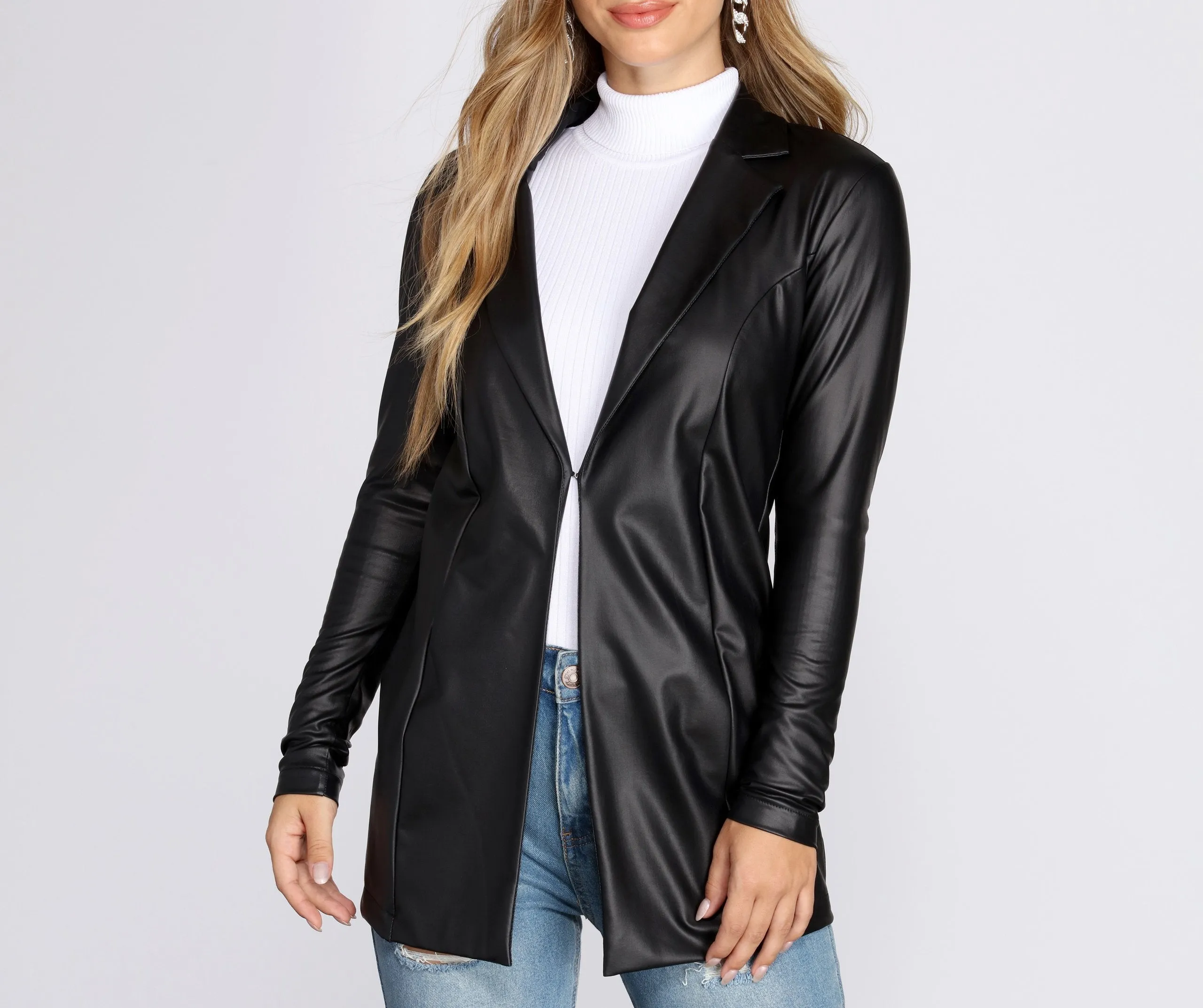 Classic Faux Leather Blazer