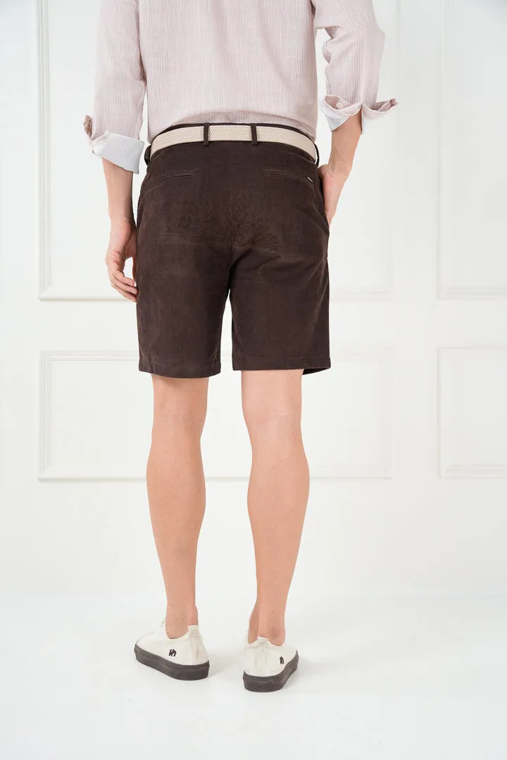 Coffee Brown Corduroy Stretch Chino Shorts