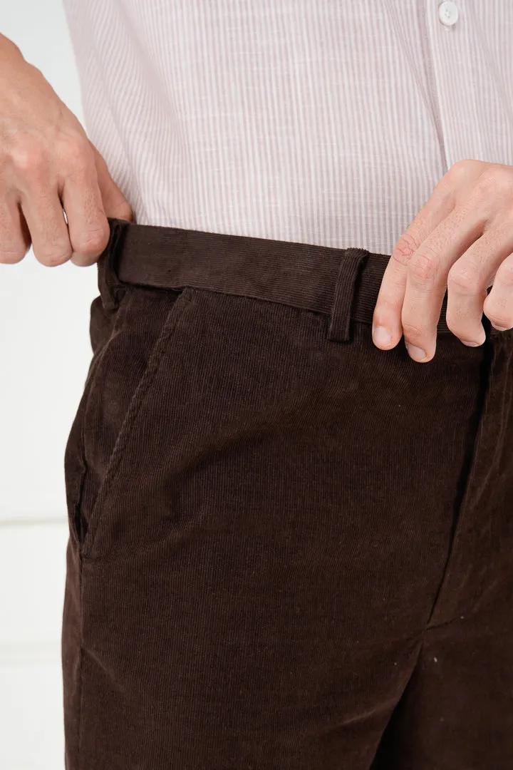 Coffee Brown Corduroy Stretch Chino Shorts