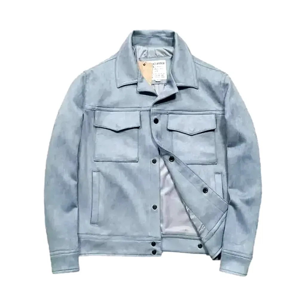 Colored regular fit jean coat for men