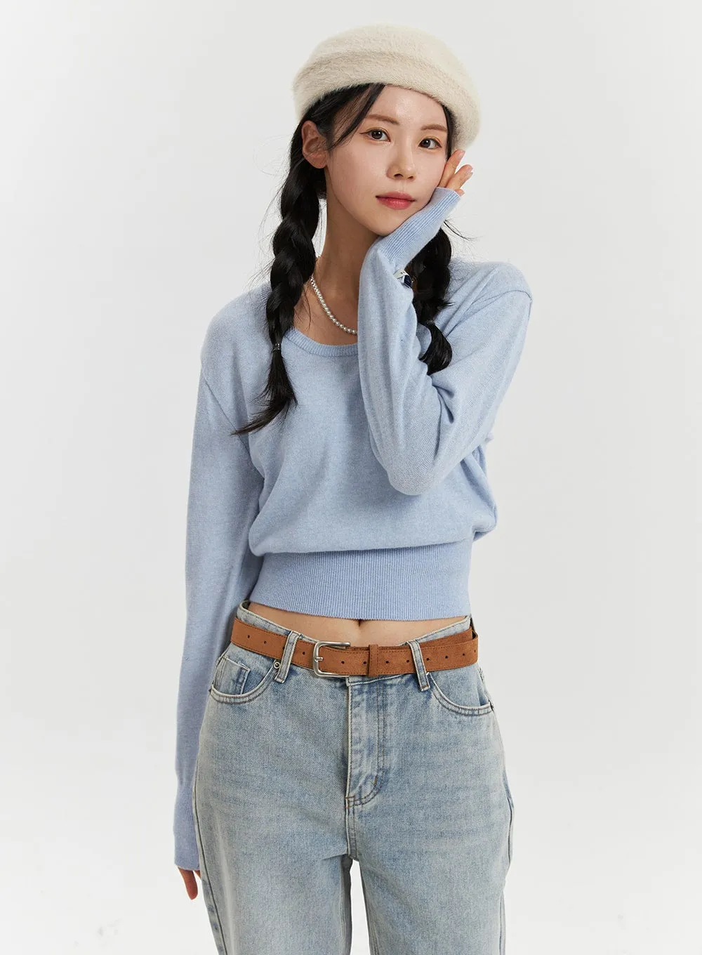 Cozy Cropped Knit Sweater OD320