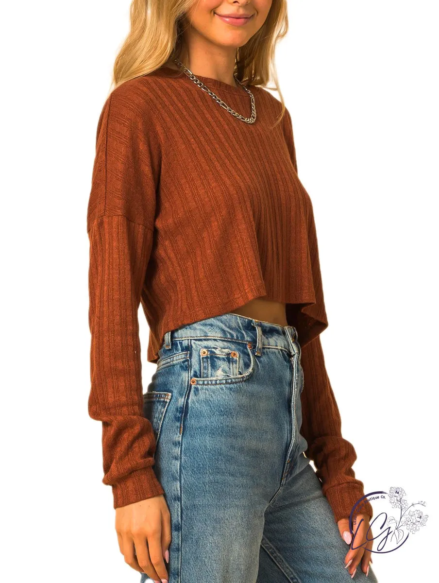 CREW NECK DROP SHOULDER CROP TOP