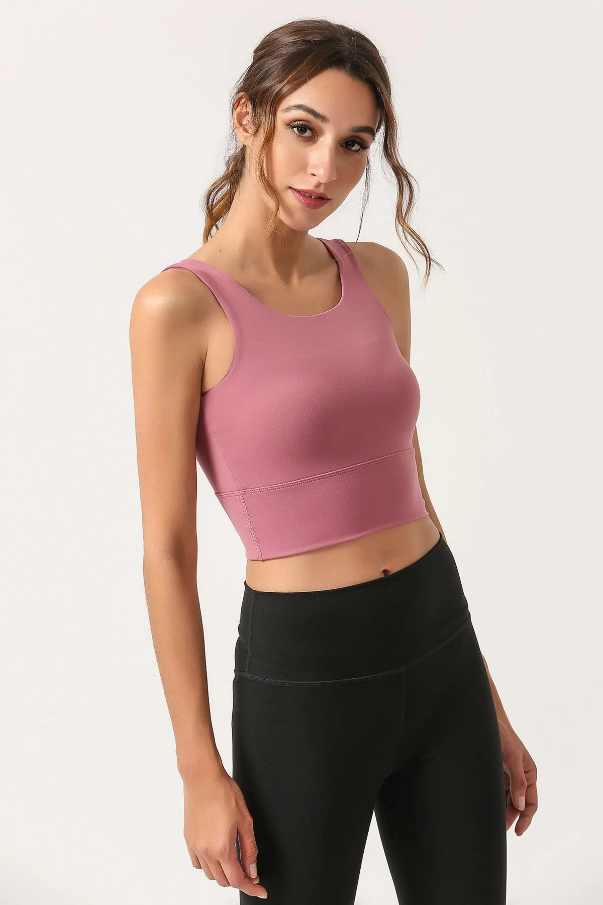 Criss Cross Straps Tank Tops Built-in Bra