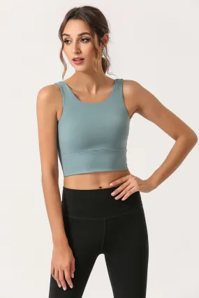 Criss Cross Straps Tank Tops Built-in Bra