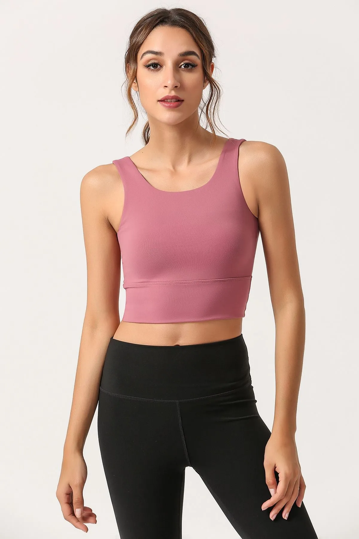 Criss Cross Straps Tank Tops Built-in Bra