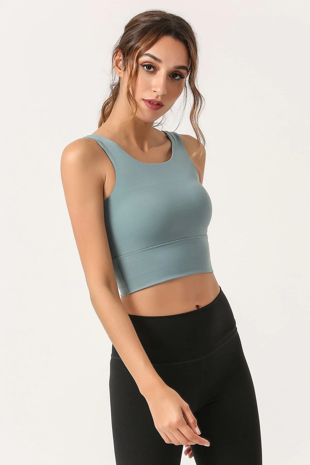 Criss Cross Straps Tank Tops Built-in Bra