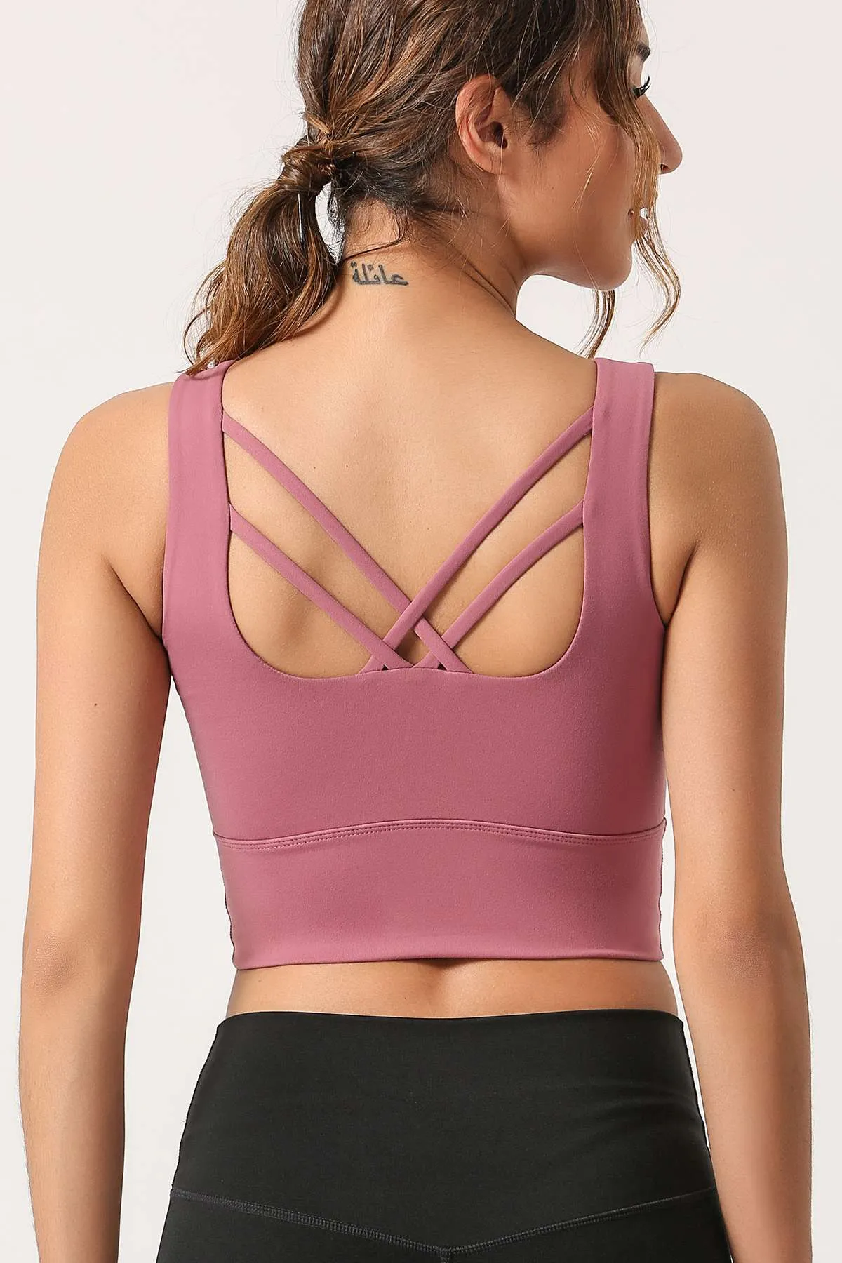 Criss Cross Straps Tank Tops Built-in Bra