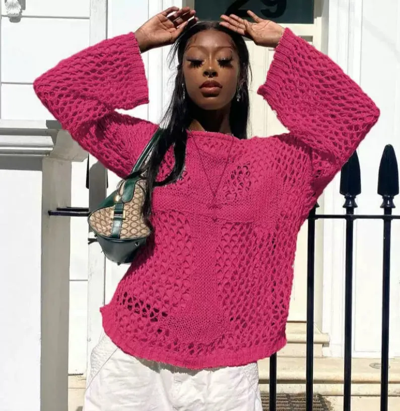 Cross Blessed Crochet Type Sweater || WEIRDPLANET ||