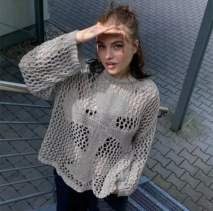 Cross Blessed Crochet Type Sweater || WEIRDPLANET ||