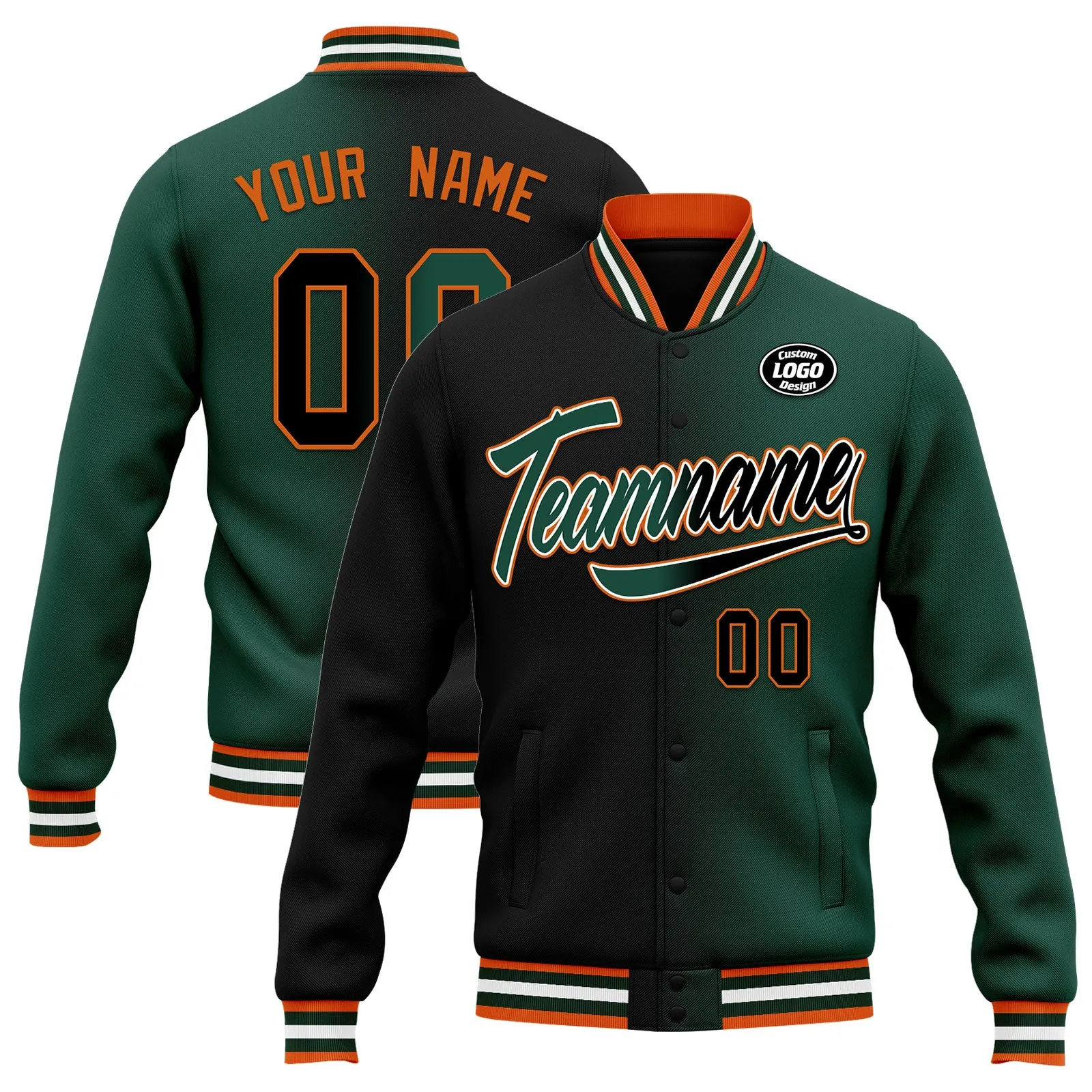 Custom Gradient Fashion Jacket Bomber Full-Snap Varsity Letterman Personalized Jacket FZ005-D028016-10