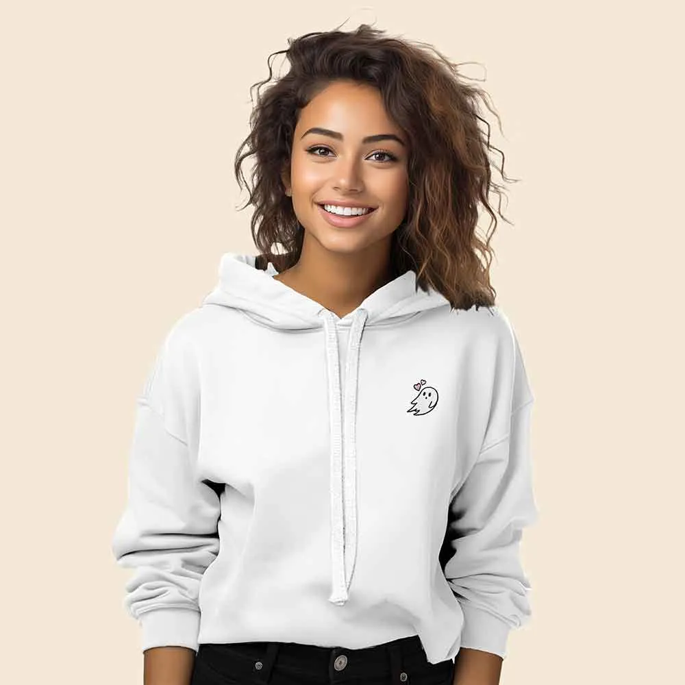 Dalix Heartly Ghost Cropped Hoodie