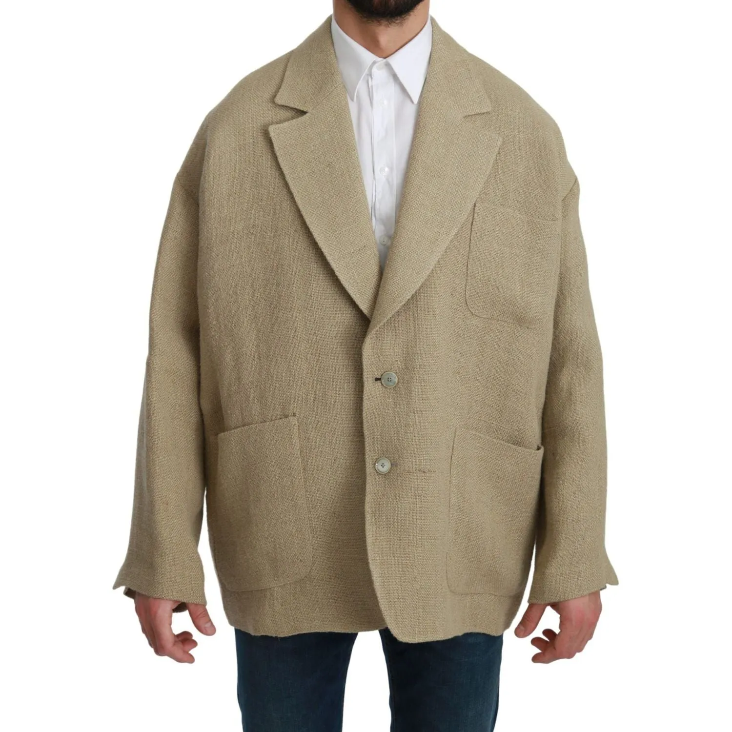 Dolce & Gabbana Chic Beige Jute Single-Breasted Blazer