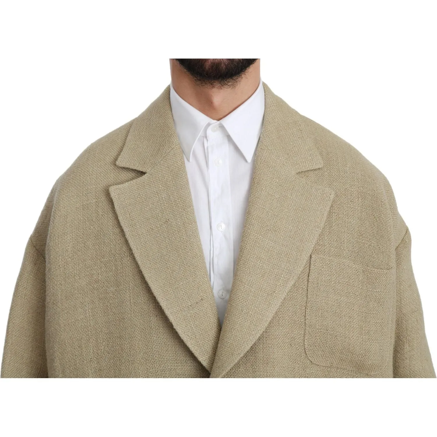 Dolce & Gabbana Chic Beige Jute Single-Breasted Blazer