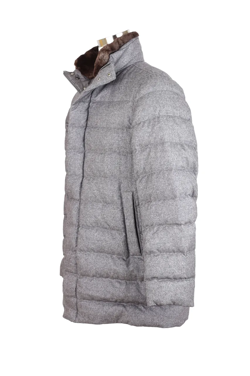 Down Filled Parka Jacket w/ Fur Collar