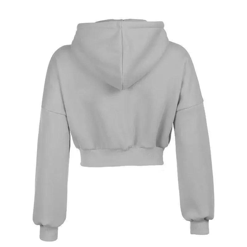 Drawstring Active Full Zip Up Hoodie - Gray