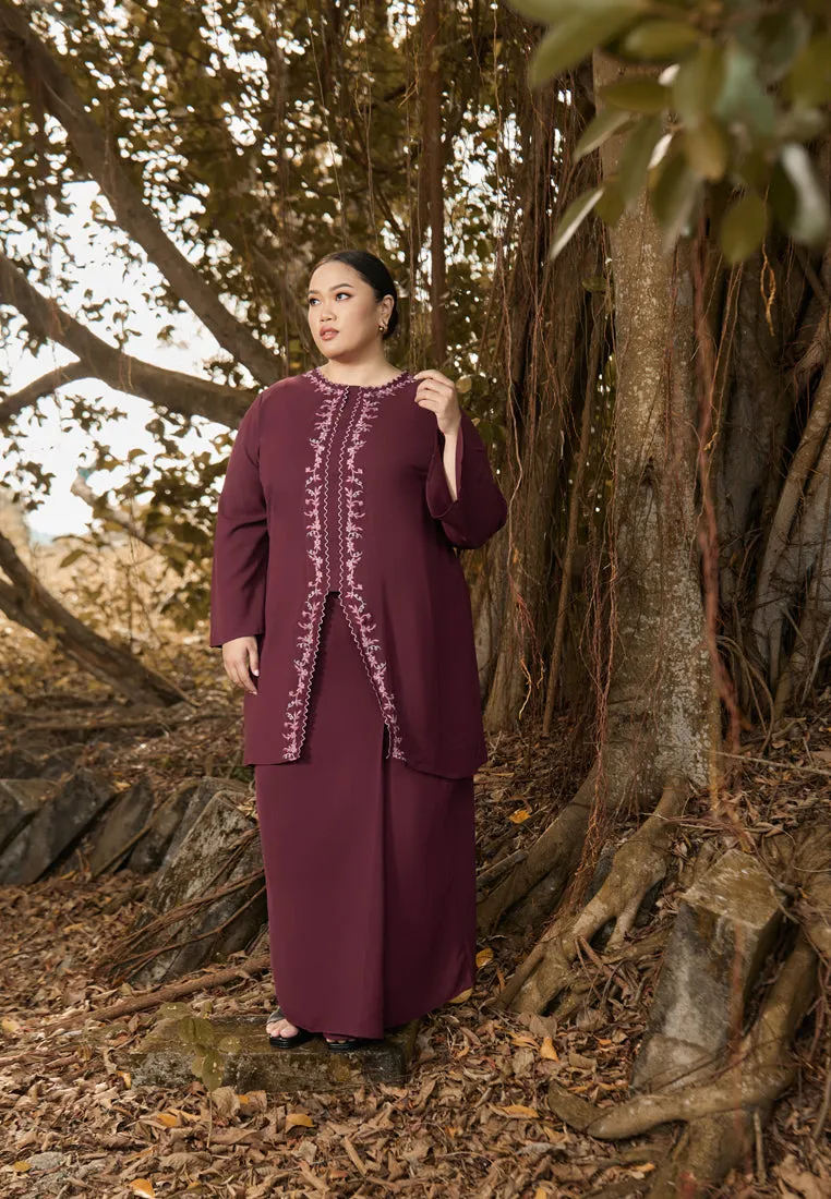 Embun Rico Rinaldi Elegant Embroidery Kebaya Set - Burgundy