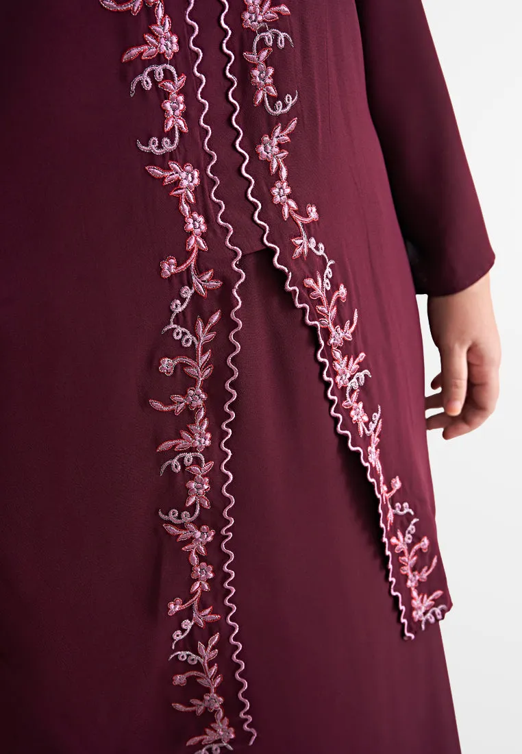 Embun Rico Rinaldi Elegant Embroidery Kebaya Set - Burgundy