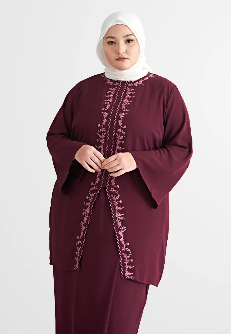 Embun Rico Rinaldi Elegant Embroidery Kebaya Set - Burgundy