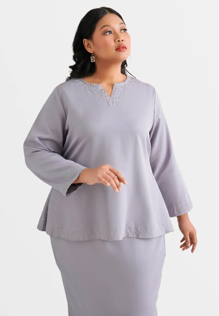 Emona Minimalist Embroidery Kurung Kedah Set