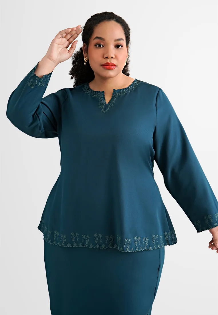 Emona Minimalist Embroidery Kurung Kedah Set