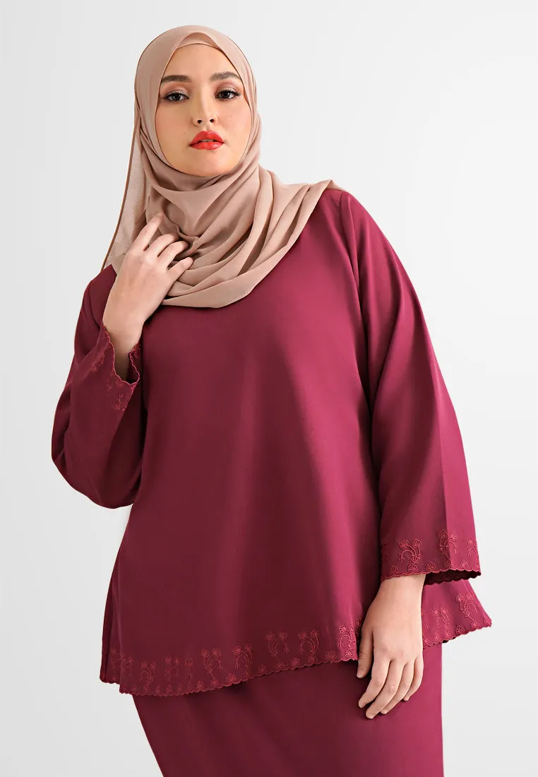 Emona Minimalist Embroidery Kurung Kedah Set