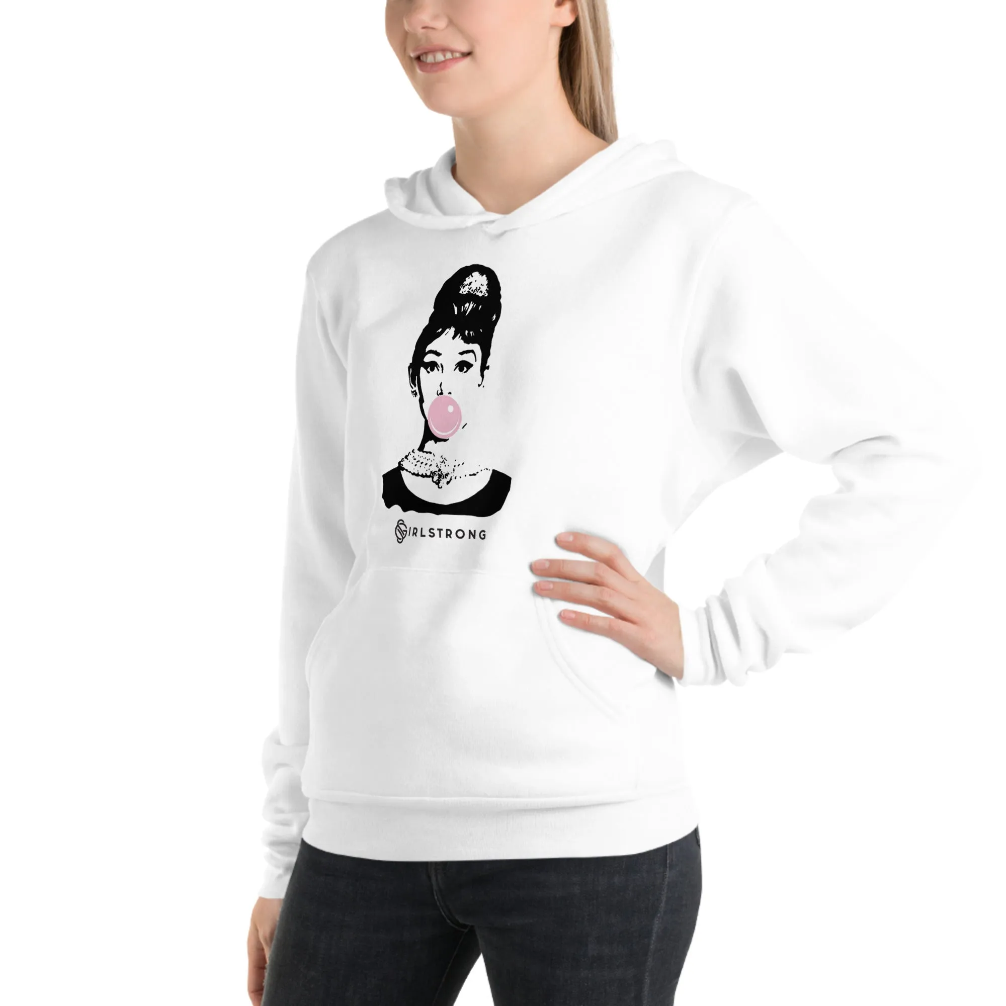 EVERYDAY FLEECE, COZY CHIC HOODIE WHITE - ICONIC AUDREY HEPBURN