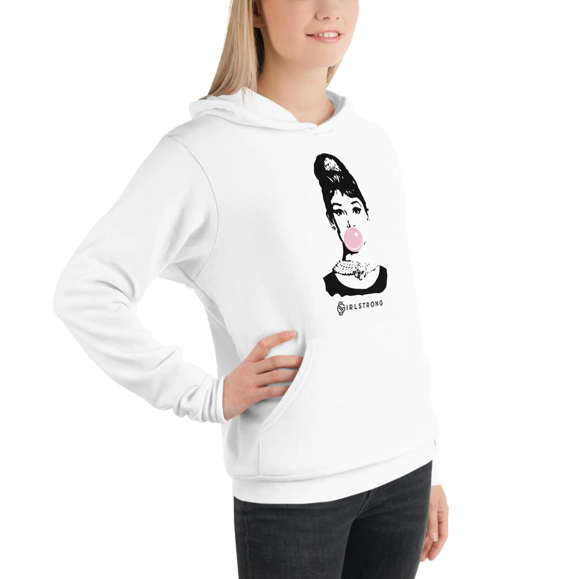 EVERYDAY FLEECE, COZY CHIC HOODIE WHITE - ICONIC AUDREY HEPBURN