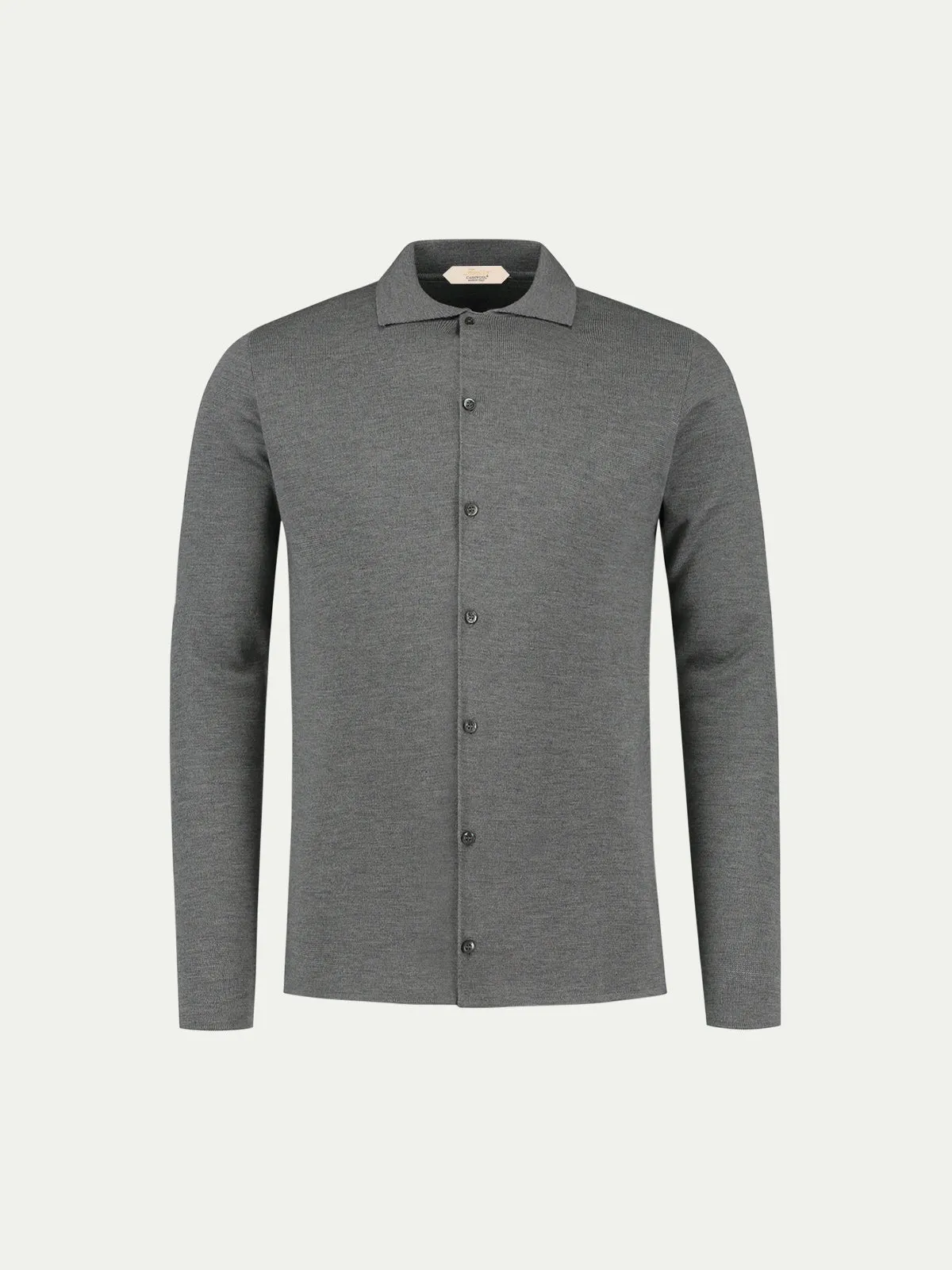 Extrafine Merino Knitted Shirt Dark Grey