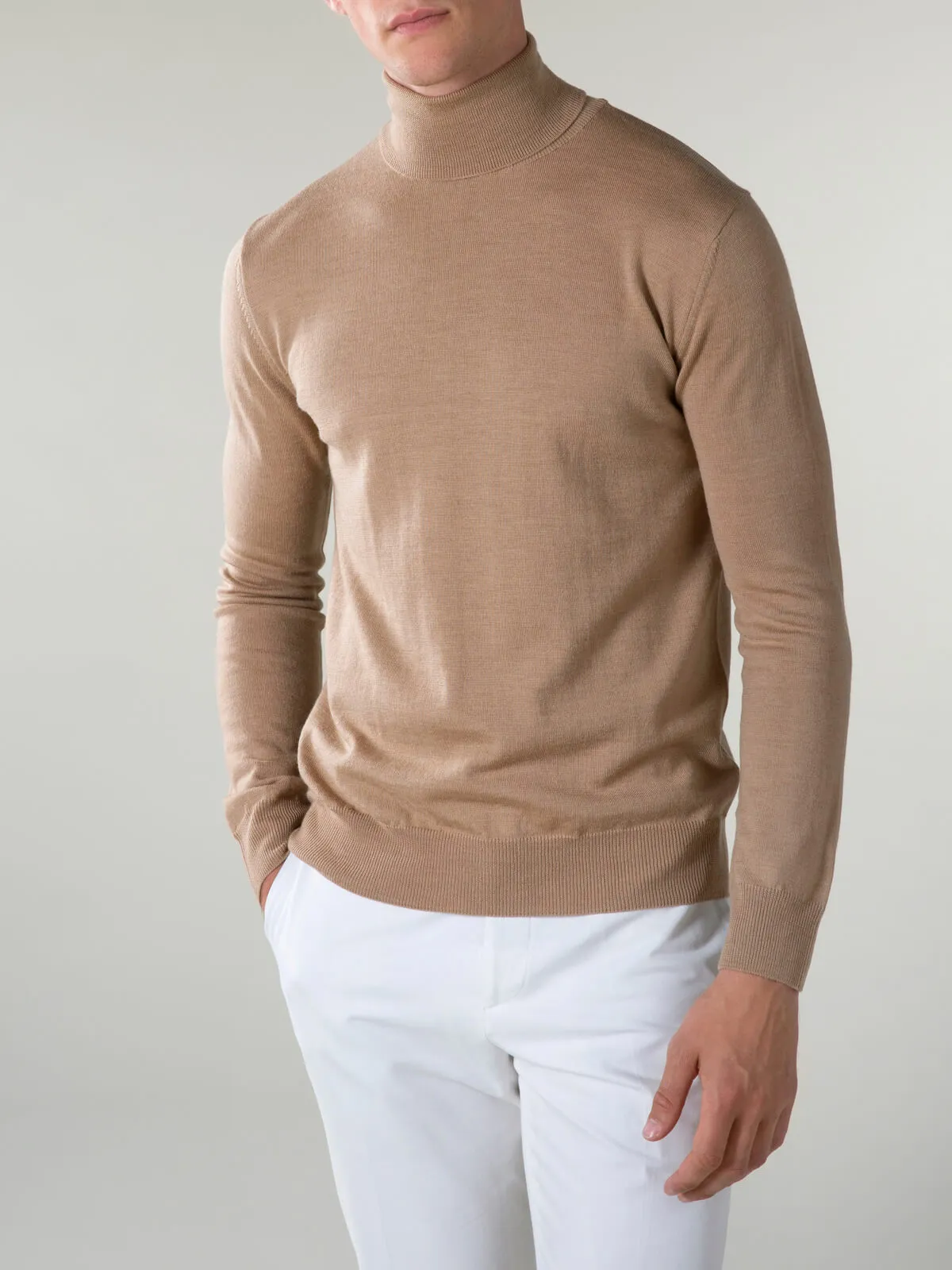 Extrafine Merino Rollneck Beige