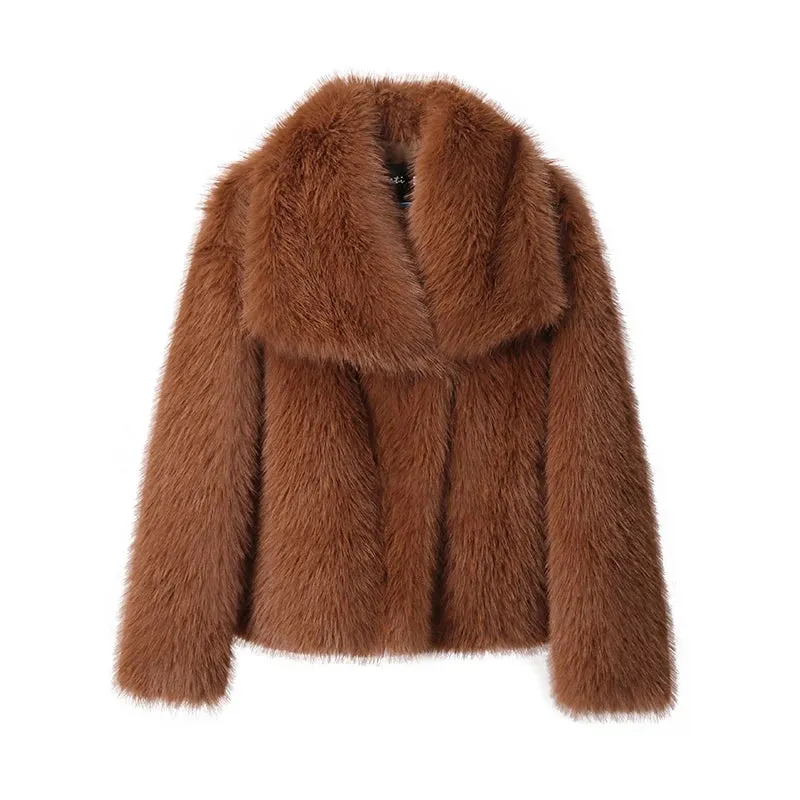 Fake Fox Fur Chic Ins Short Luxury Big Collar Cool Girls Fur Coat