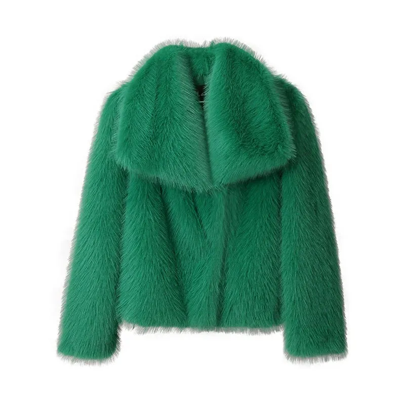 Fake Fox Fur Chic Ins Short Luxury Big Collar Cool Girls Fur Coat