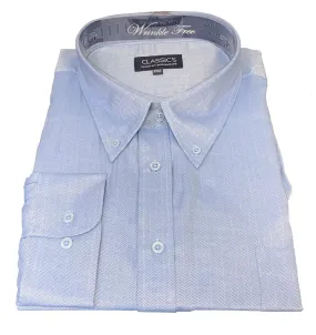 Falcon Bay Classics French Blue Herringbone Woven Dress Shirt