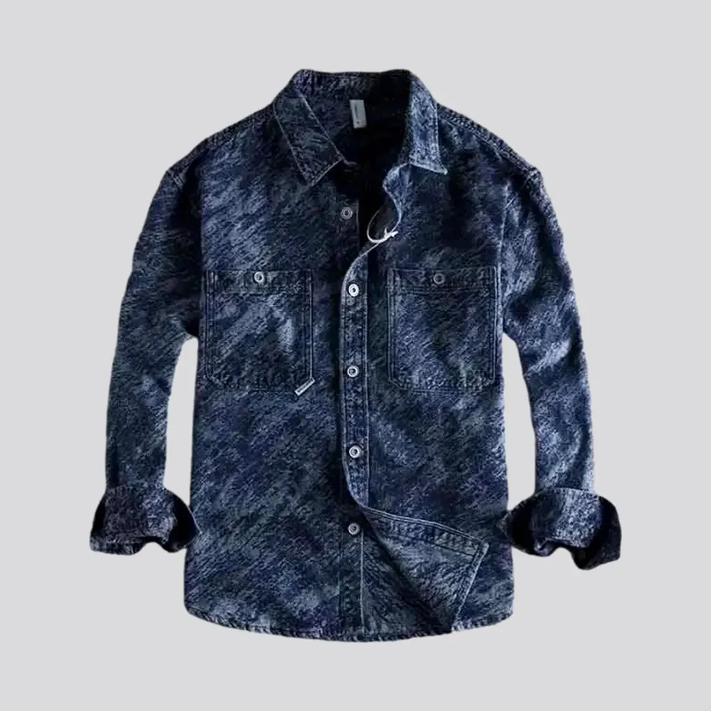 Fashion painted slim-fit men's jean shirt