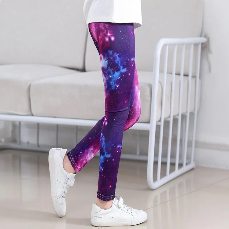 Floral Print Elastic Soft Stretchy Girls Leggings