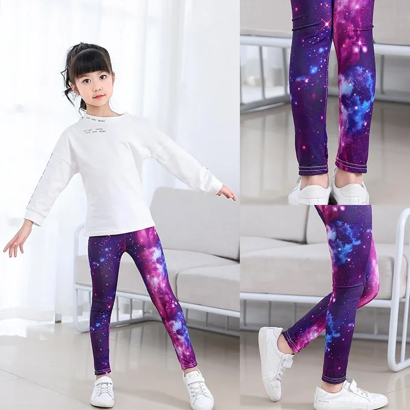 Floral Print Elastic Soft Stretchy Girls Leggings