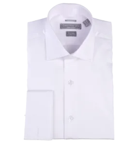 French Cuff Contemporary Fit White Dress Shirt by Christopher Lena