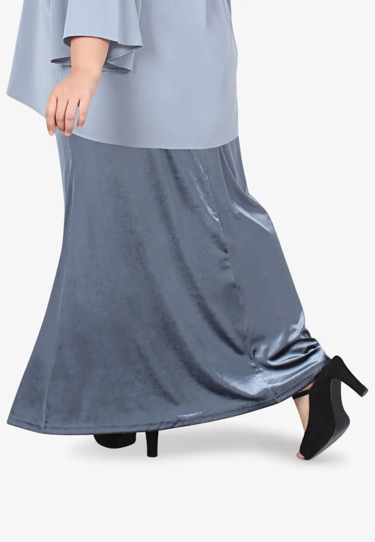 Frosty Festive Velvet Mermaid Skirt - Blue