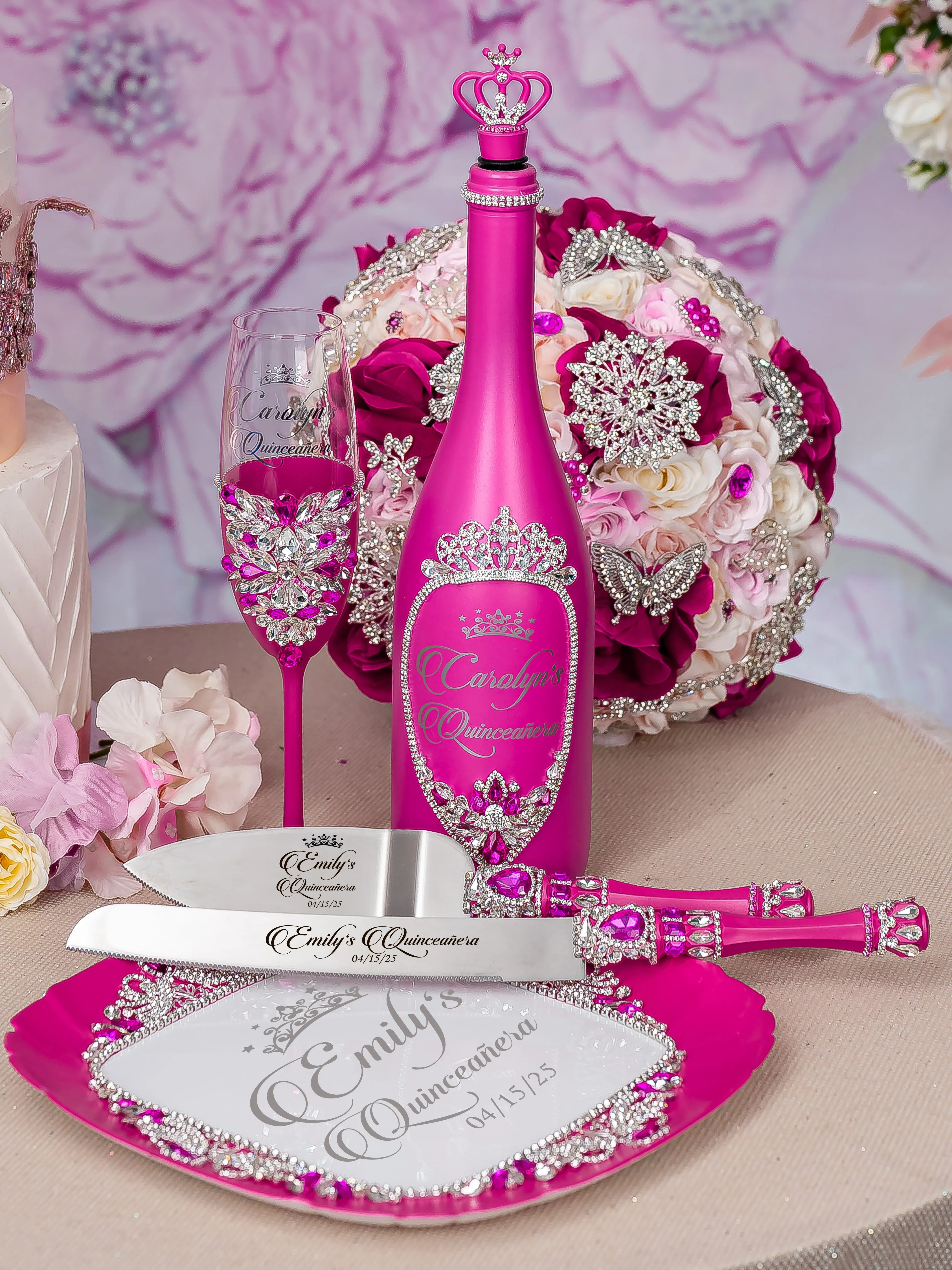 Fucsia quinceanera dress hanger