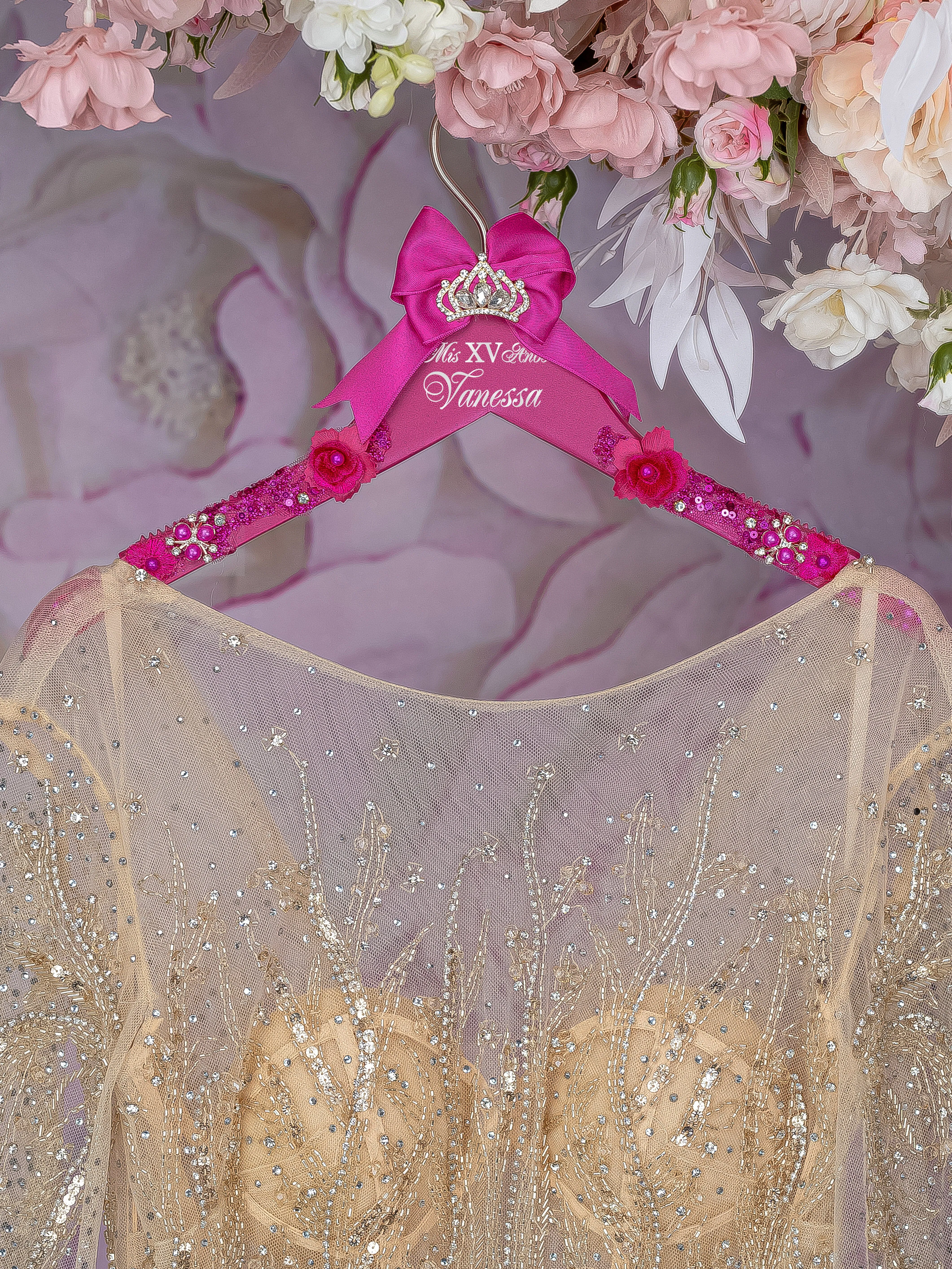 Fucsia quinceanera dress hanger