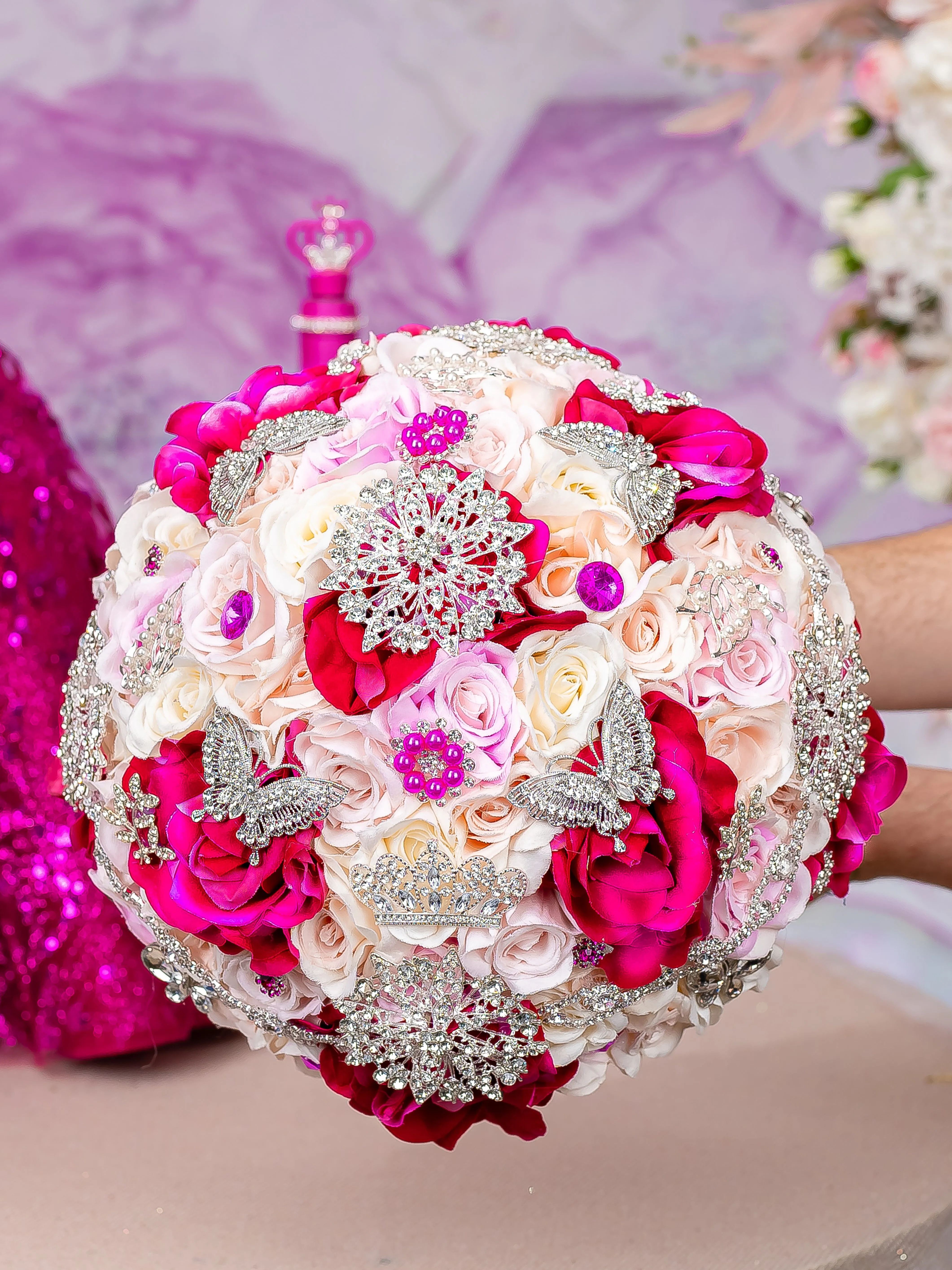 Fucsia quinceanera dress hanger