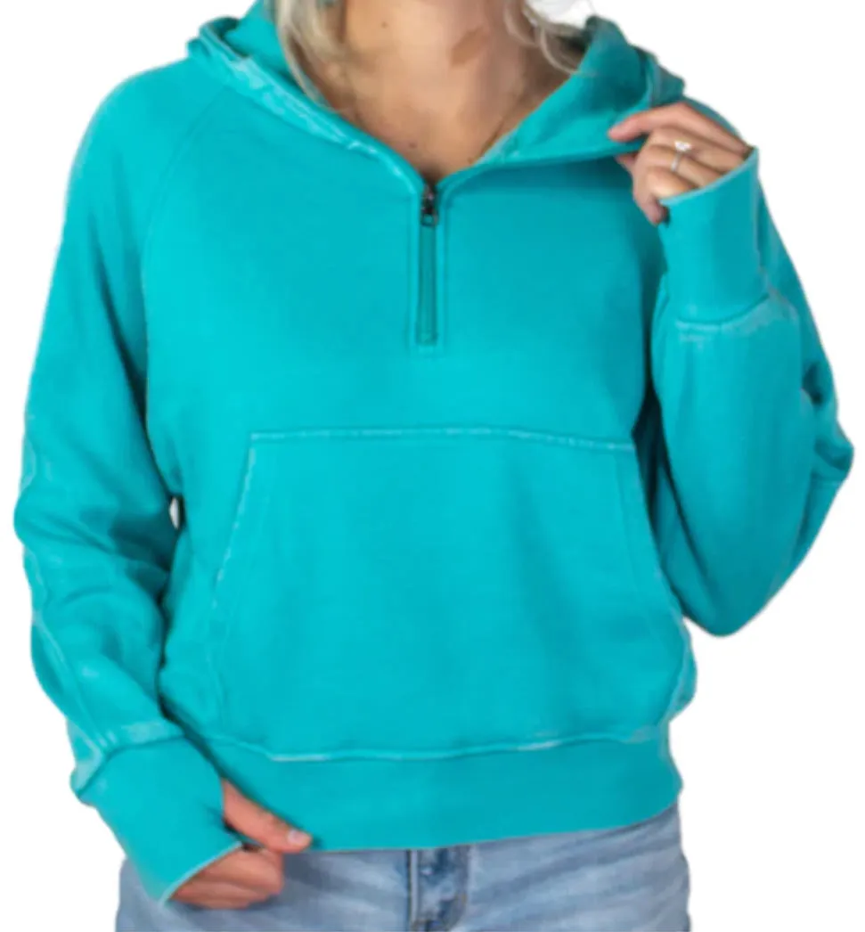 Girlie Girl Half Zip Wash Hoodie