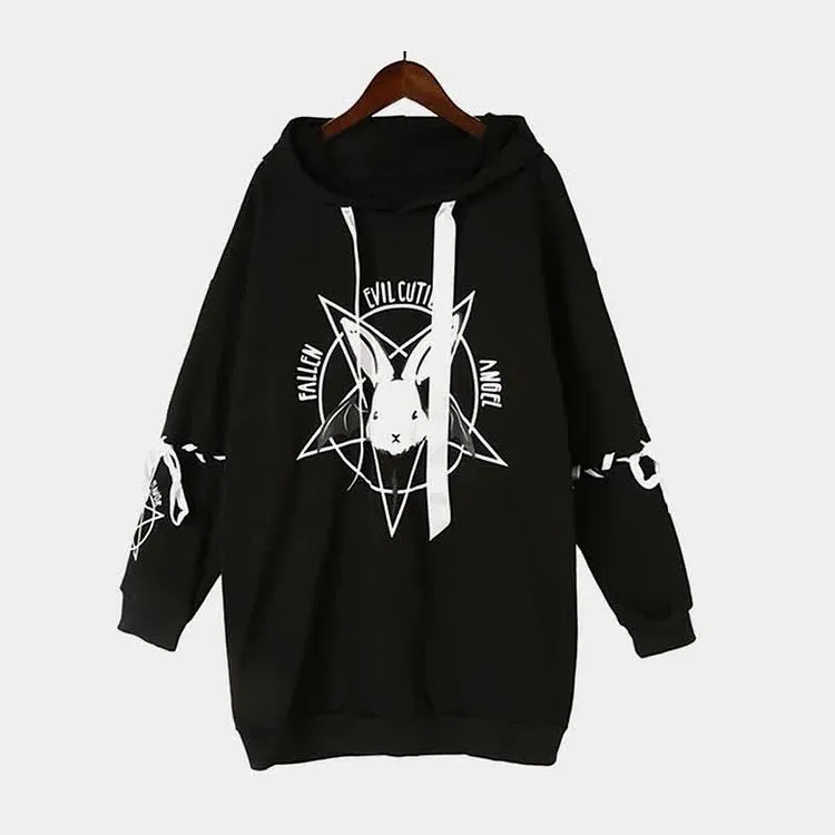 Gothic Darling: Evil Cutie Rabbit Sweatshirt - Embrace Darkness with Style! 🖤🐰