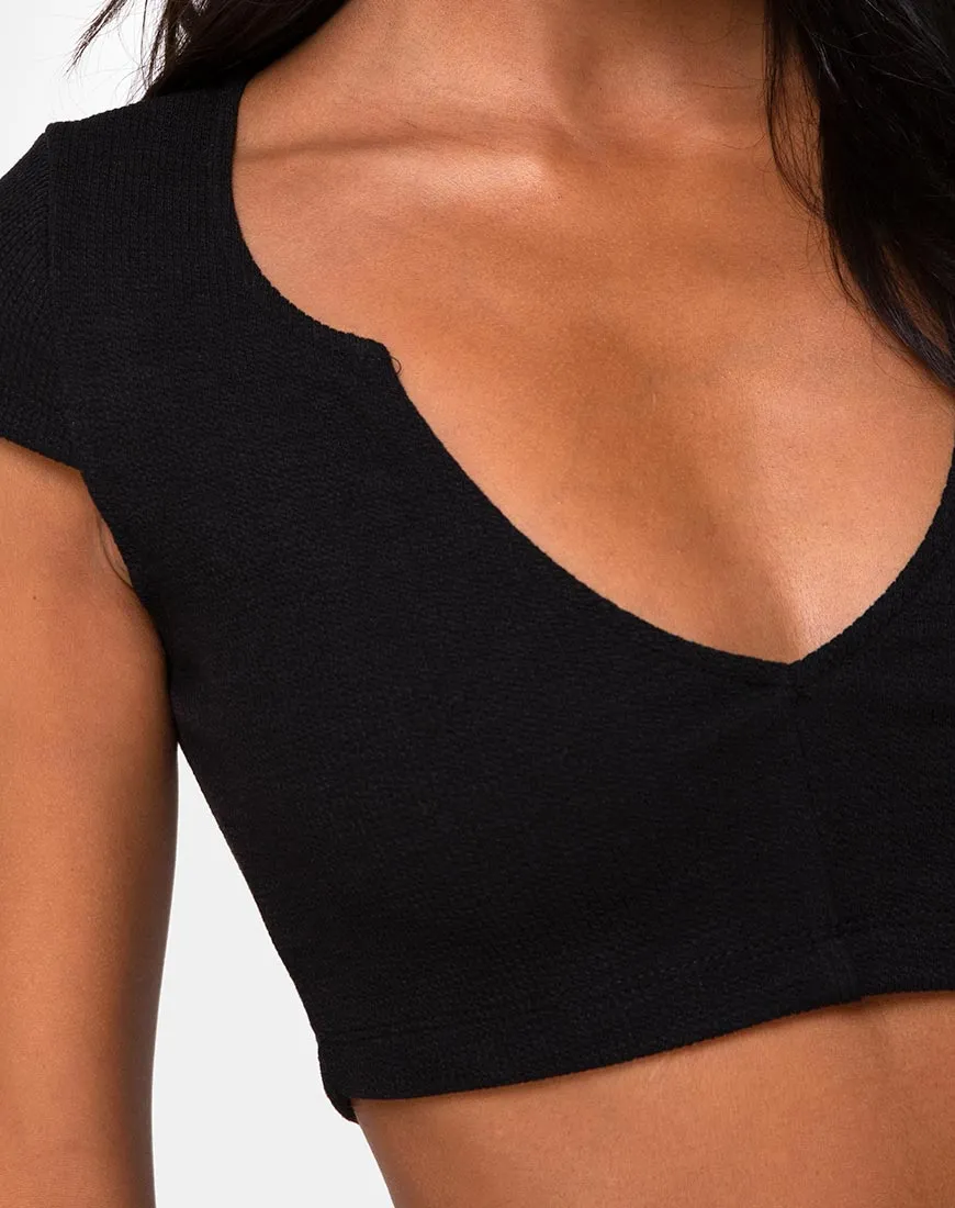 Guanna Crop Top in Rib Black