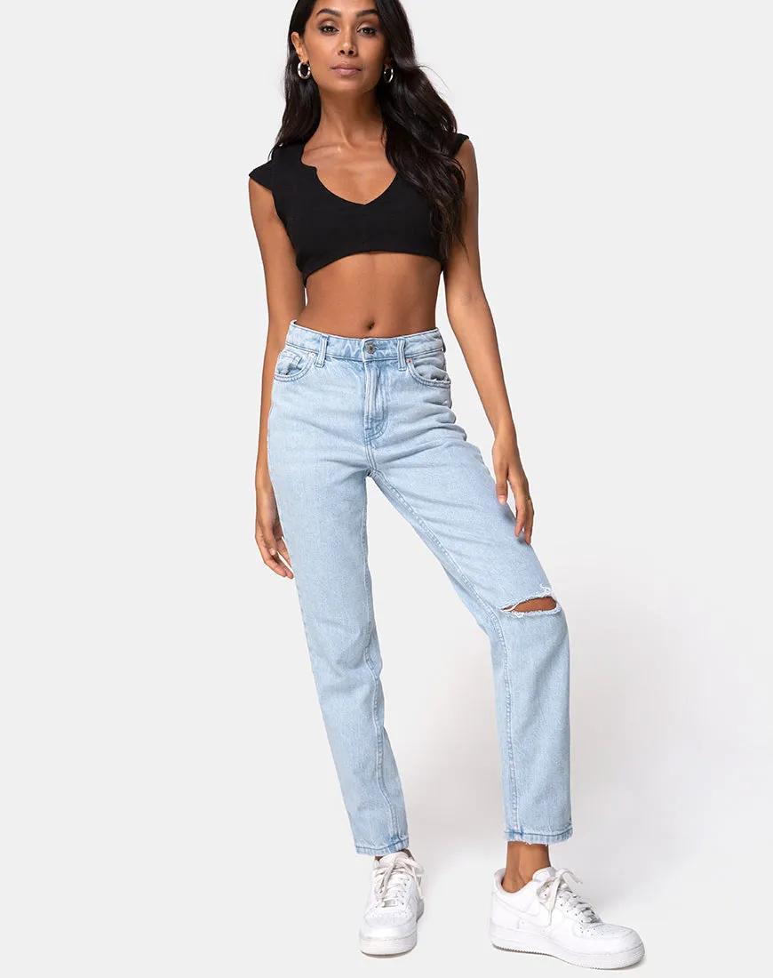 Guanna Crop Top in Rib Black