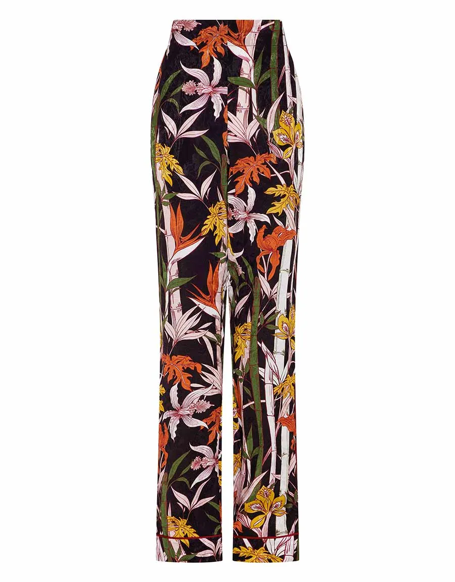 Havana Satin Jacquard Trouser - Bamboo Black - SALE