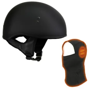 Hot Leathers T68-SP 'The O.G.' No Logo Flat Black DOT Helmet with MP7922FMSET Heated Balaclava Bundle