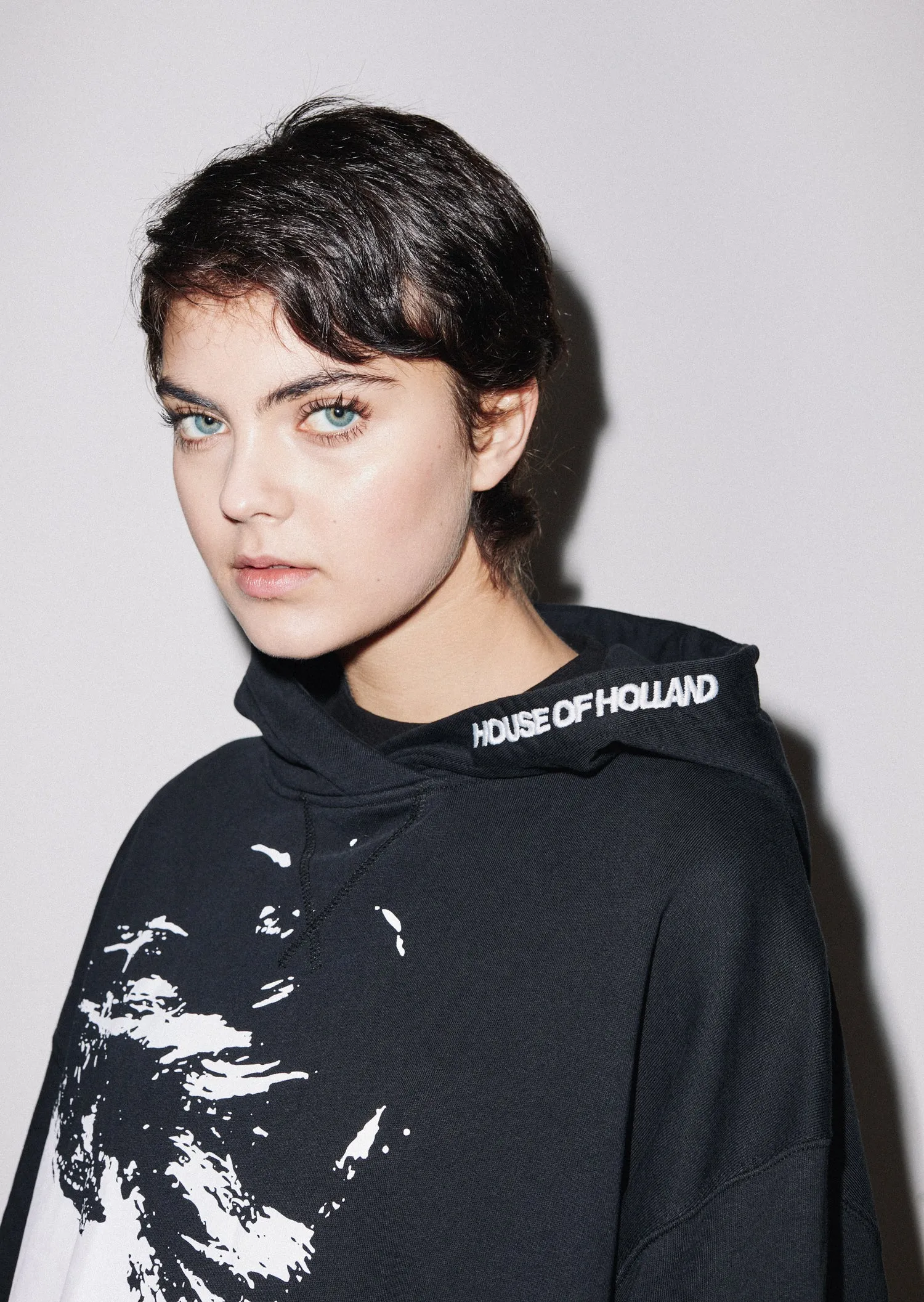 House Of Holland Longline Face Hoodie