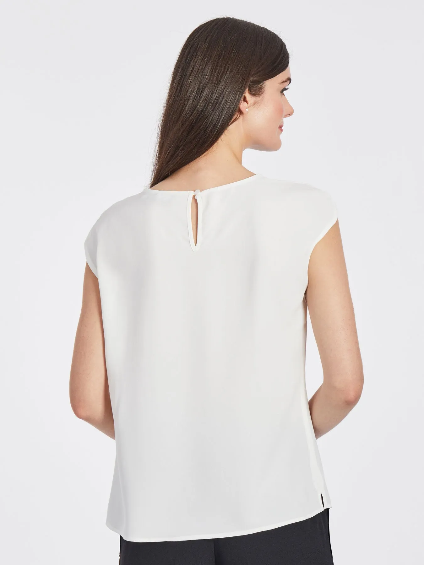 Inverted Pleat Keyhole Neck Blouse