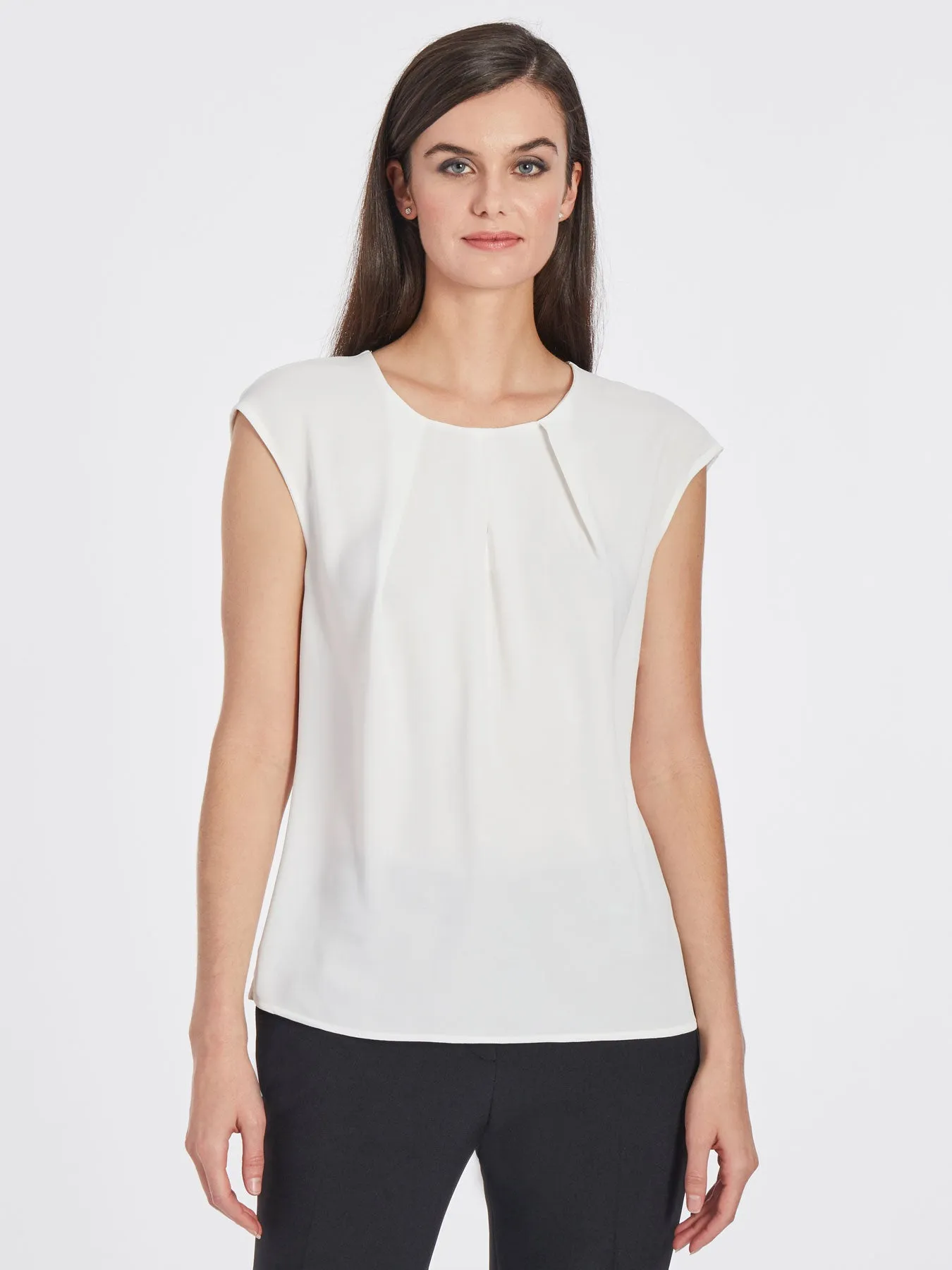 Inverted Pleat Keyhole Neck Blouse