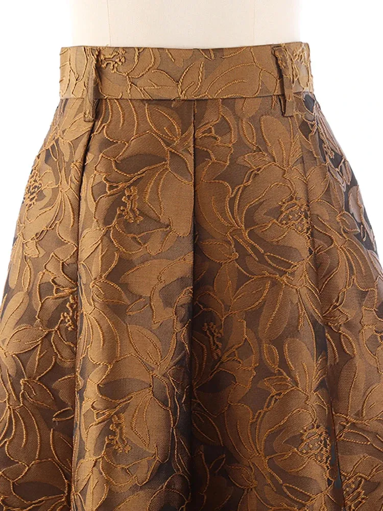 Jacquard Elegant Skirt For Women High Waist A Line Solid Minimalist Midi Skirts Female Summer Fashion Clothing